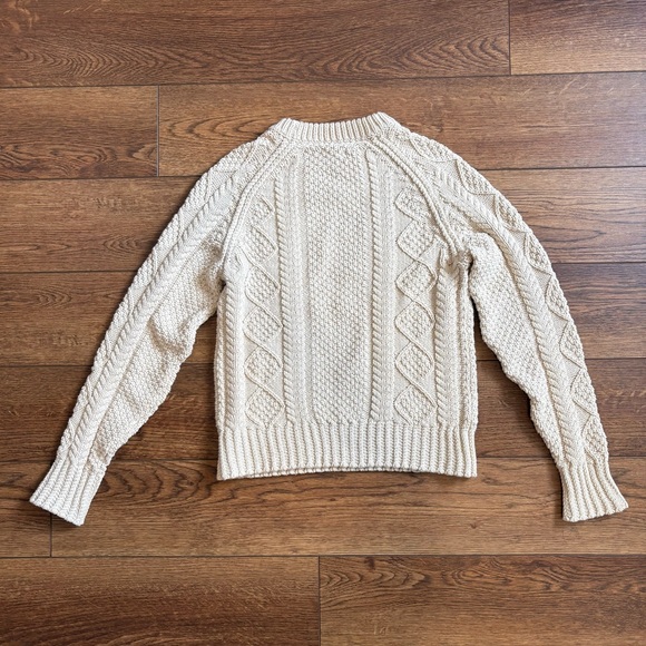 Cream Cable-Knit Crewneck Sweater - Picture 6 of 7